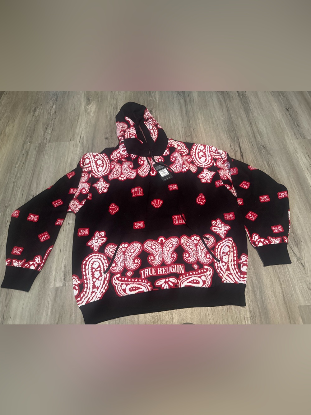 True religion Knitted Bandana Print Hoodie